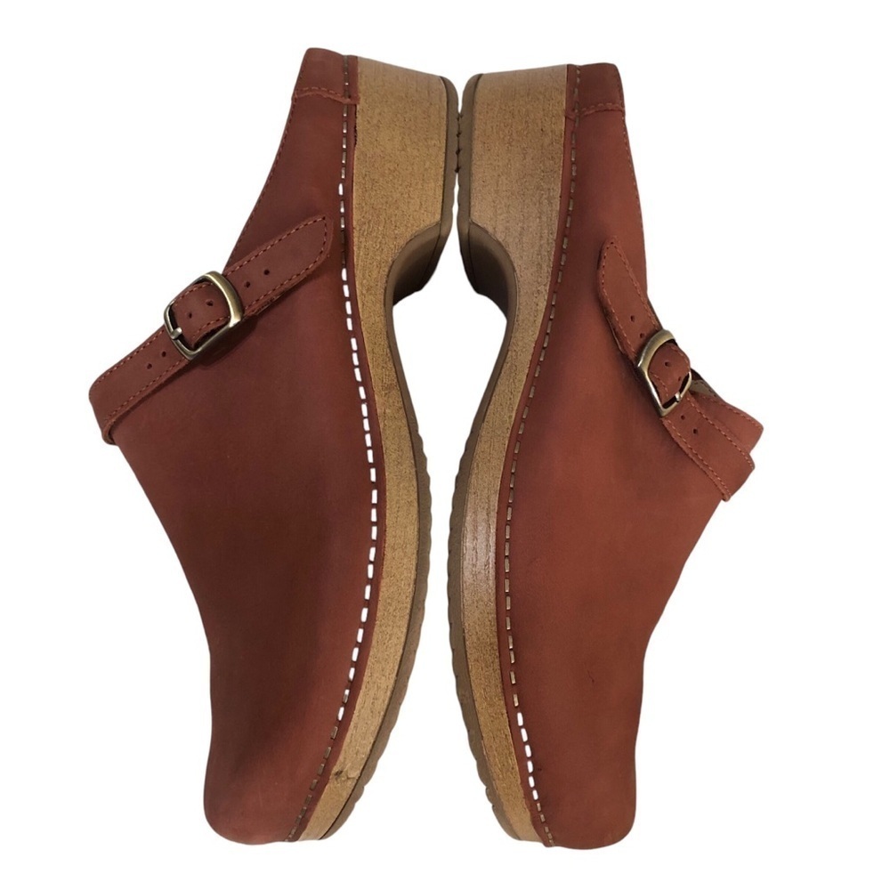Dansko Berry Cinnamon Nubuck Burnished Leather Clogs Buckle size 11.5-12 US - Picture 5 of 11